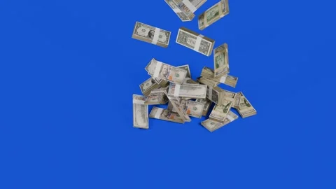 Green Blue screen transition loop fluttering dollar bills Stock Footage 303485315