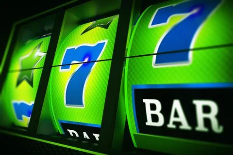 Green Blue Slot Machine 3D Stock Illustration