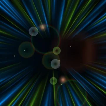 Green blue smooth glowing rays abstract tech background Stock Illustration