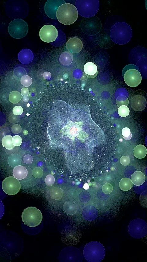 Green blue swirling pattern of curved shapes and spheres Stock Footage 339378582