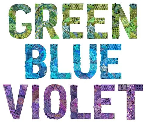 GREEN, BLUE, VIOLET. Vector decorative zentangle object for decoration Иллюстрация