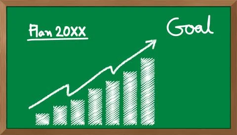 Green board and planner graph high to goal Stock Illustration