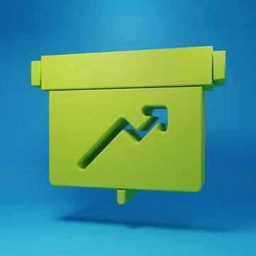 Green Board with graph chart icon isolated on blue background. Report text .. Stock Illustration