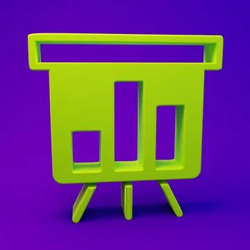 Green Board with graph chart icon isolated on purple-blue background. Repor.. Stock Illustration