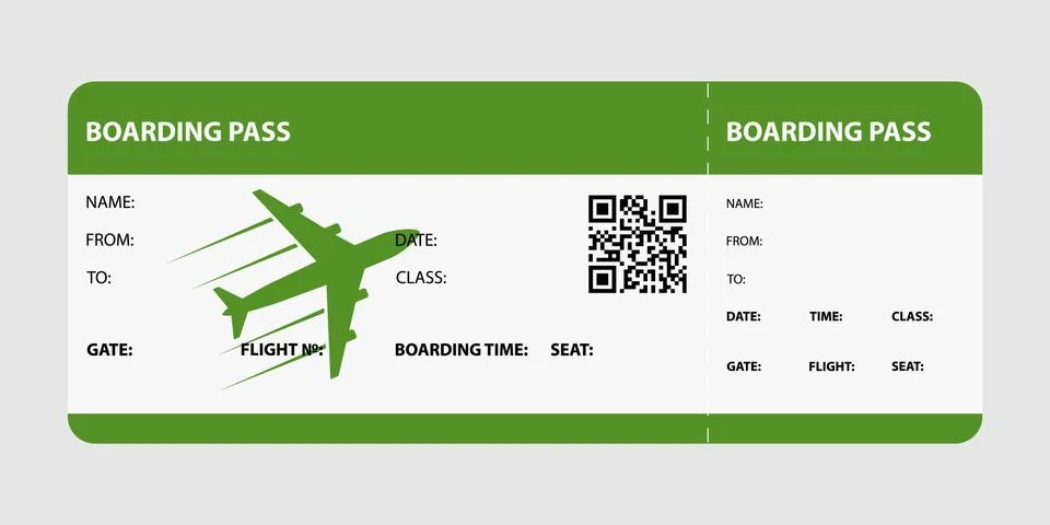 Green boarding pass Stock Illustration