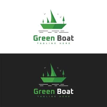 Green Boat Logo Stock Illustration