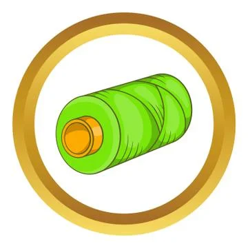 Green bobbin of thread vector icon Stock Illustration