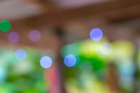 Green bokeh background with blurred of light and colorful bokeh Foto stock