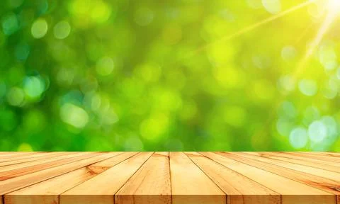 Green bokeh table Stock Photos