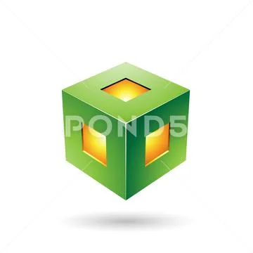 Green Bold Lantern Cube Vector Illustration Stock Illustration