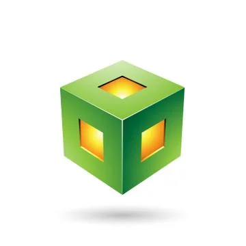 Green Bold Lantern Cube Vector Illustration Stock Illustration