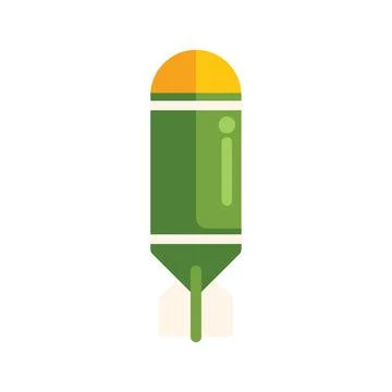 Green bomb falling down with white background Stock Illustration