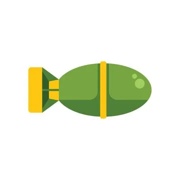 Green bomb falling through the air with yellow stripes Stock Illustration
