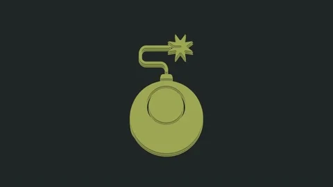 Green Bomb ready to explode icon isolated on black background. 4K Video motion Stock Footage 235422186