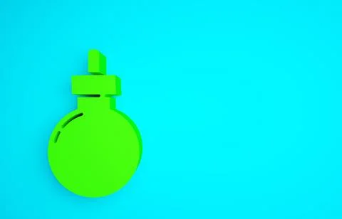 Green Bomb ready to explode icon isolated on blue background. Happy Halloween Illustrazione stock