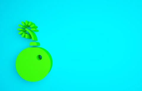 Green Bomb ready to explode icon isolated on blue background. Minimalism conc Stockillustratie