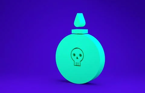 Green Bomb ready to explode icon isolated on blue background. Minimalism conc Stock Illustration