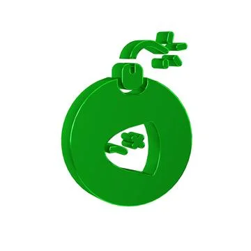 Green Bomb ready to explode icon isolated on transparent background. Stock Illustration