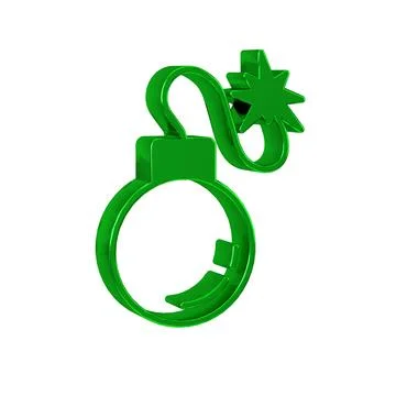 Green Bomb ready to explode icon isolated on transparent background. イラスト素材