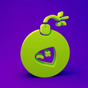 Green Bomb ready to explode icon isolated on purple-blue background. Minima.. イラスト素材
