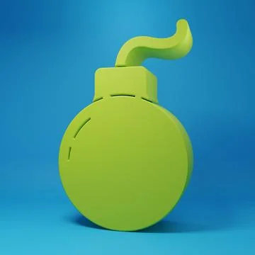 Green Bomb ready to explode icon isolated on blue background. Minimalism co.. 库存插图