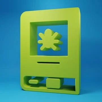 Green Book about insect icon isolated on blue background. Minimalism concep.. Illustrazione stock
