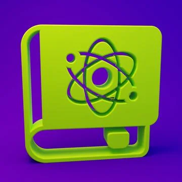 Green Book about physics icon isolated on purple-blue background. Minimalis.. Stock Illustration