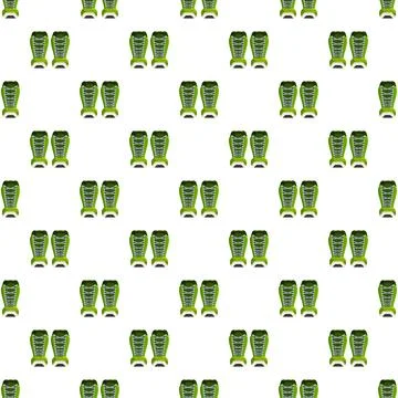 Green boots pattern repeating on white background Stock Illustration