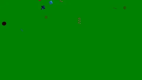Green border screen black ball bunch balloons red blue green screen animated Video stock 314068031