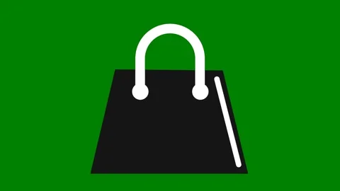 Green border screen black square shopping bag icon green screen animated Stock Footage 314068314