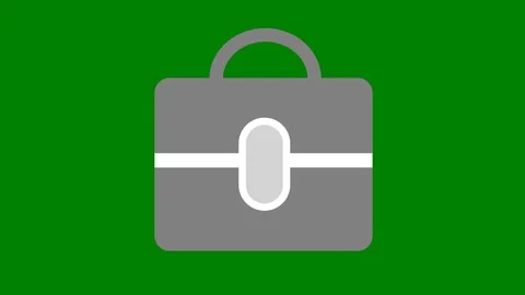 Green border square shaped object briefcase icon green screen animated Stock Footage 314068382