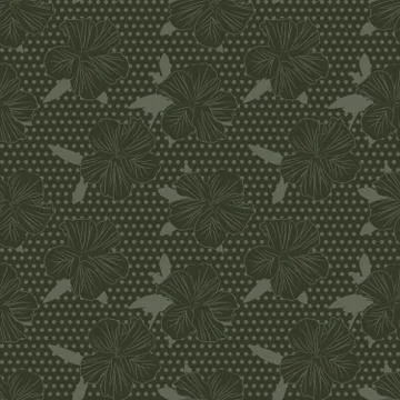 Green Botanical Floral Seamless Pattern with dotted Background Stock Illustration