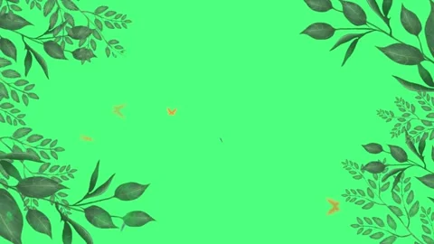 Green Botanical Leaf Frame Border on Green Screen Stock Footage 336662611