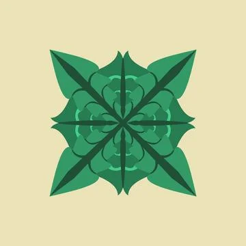 Green botanical pattern, suggesting a stylized flower or mandala. for organ.. Stock Illustration