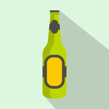 Green bottle of beer icon, flat style Stock Illustration
