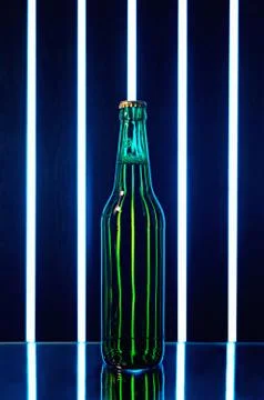 Green bottle of beer Stock Photos