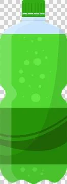 A green bottle with bubbly liquid. It has a green cap, and looks like soda .. Stock-Illustration