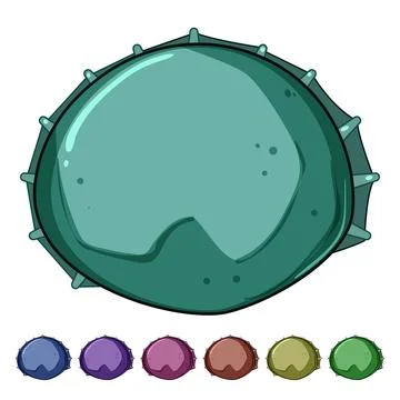 Green bottle cap or chestnut shell cartoon drawing Stock Illustration