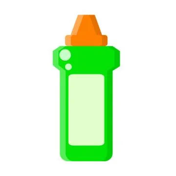Green bottle with liquid cleaner in flat style on white, stock vector illustr Stock Illustration