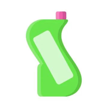 Green bottle with liquid cleaner in flat style on white, stock vector illustr Stock Illustration