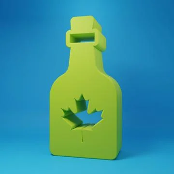 Green Bottle of maple syrup icon isolated on blue background. Minimalism co.. Stock Illustration
