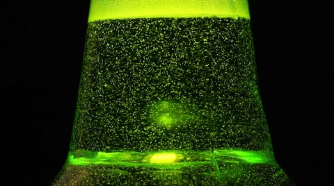 A Green Bottle neck with a lot of bubbles Stock Footage 53315531