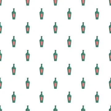 Green bottle repeating pattern on white background Stock Illustration