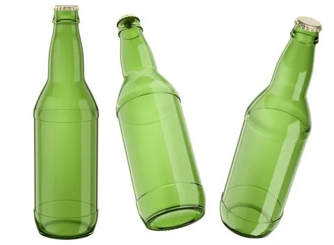 Green bottles with closed lids and no labels on a white background for your d Stock Illustration