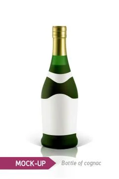 Green bottles of cognac Stock Illustration