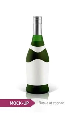 Green bottles of cognac Illustrazione stock