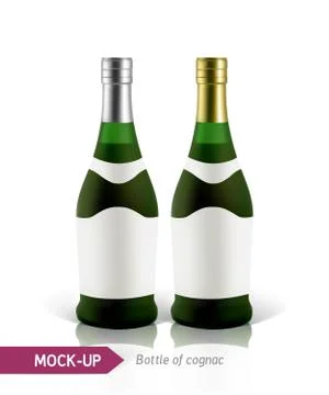 Green bottles of cognac Stock Illustration
