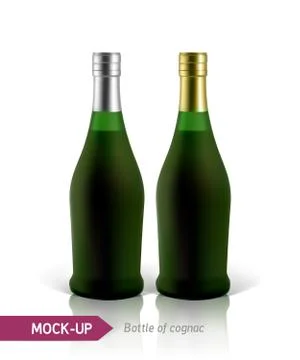 Green bottles of cognac Illustrazione stock