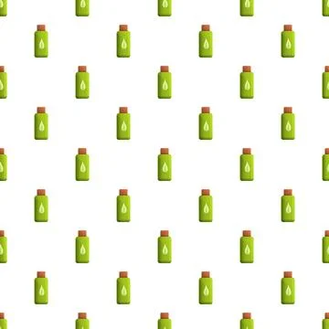 Green bottles with leaf symbol seamless pattern Stock Illustration