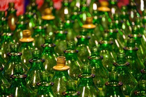 Green bottles 写真素材